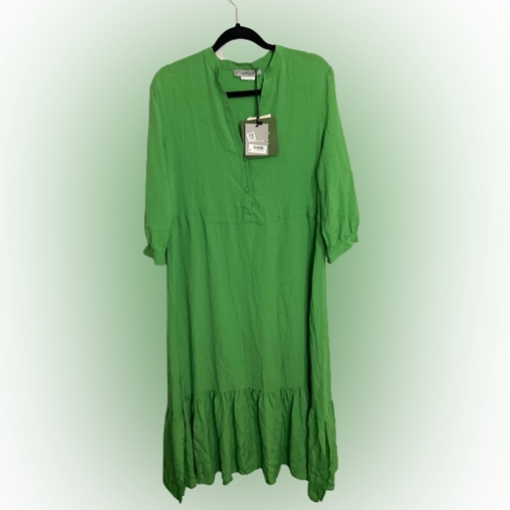 Marella Teramo Tiered Midi Dress Bright Green Size 6 Nwt